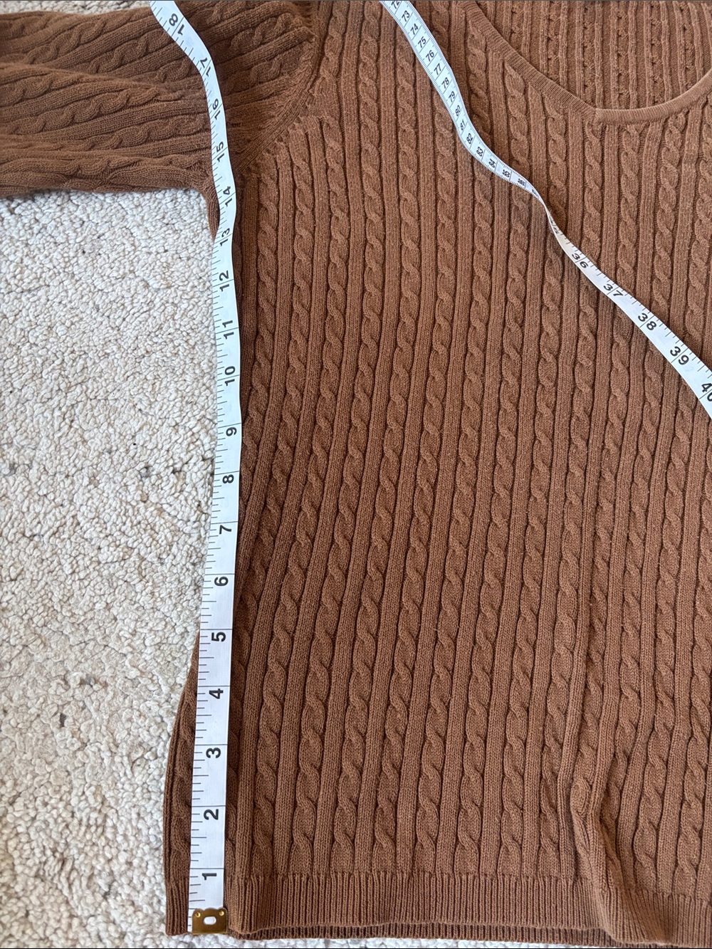 Reitmans Women’s Cable Knit V-Neck Brown Sweater Size Large - Picture 5 of 7